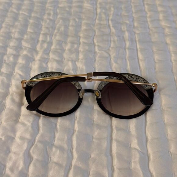NWOT Jimmy Choo Gotha Round Reflective Glitter Sunglasses in Black, Silver, Blue main image 8